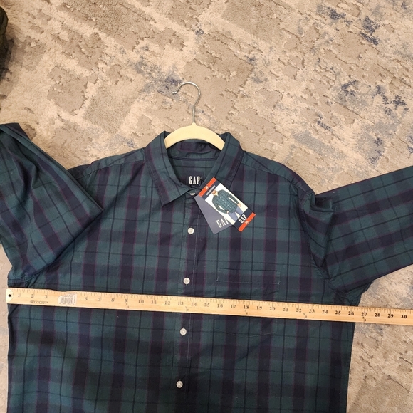 NWT Gap Green Blue Purple Plaid Long Sleeve Button Down Shirt Size XL - Picture 6 of 15